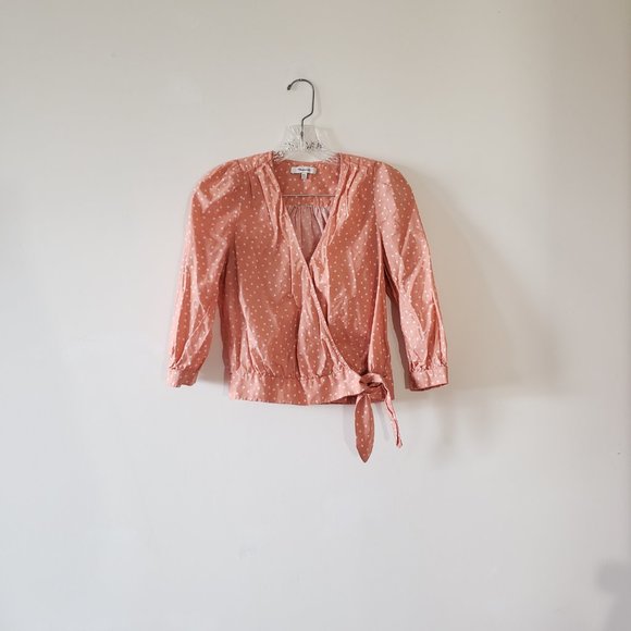 Madewell Peach Orange Coral Star Wrap Top XXS - Picture 2 of 8